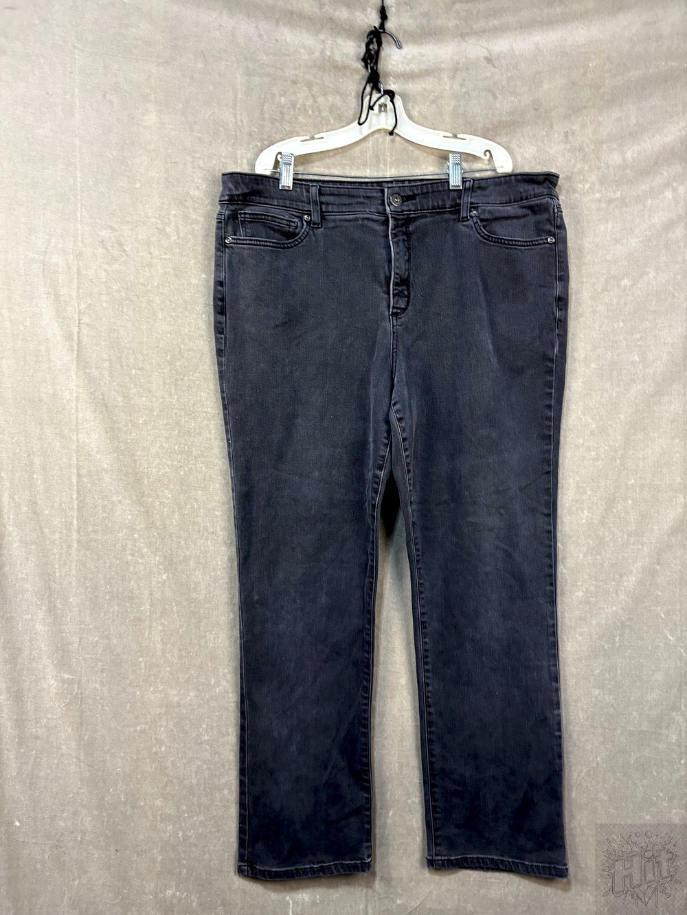 Men's Gray Straight Leg Denim Jeans, Size 18